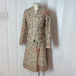 NWT COLDWATER CREEK Embroidered Linen Cotton Skirt Suit Set Size 10 M